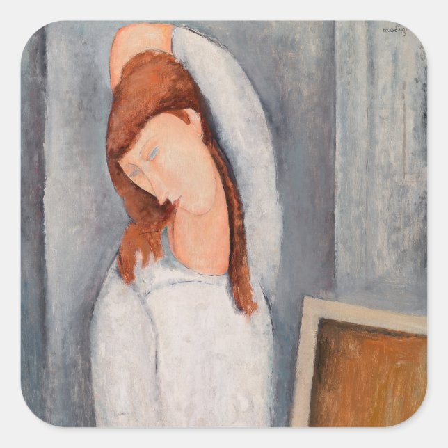 Amedeo Modigliani - Portrait Jeanne Hebuterne #1 Square Sticker (Front)