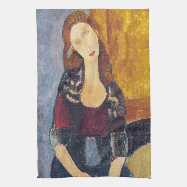 Amedeo Modigliani - Portrait Jeanne Hebuterne #2 Tea Towel (Vertical)