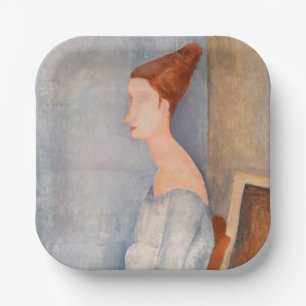 Amedeo Modigliani - Portrait Jeanne Hebuterne #3 Paper Plate