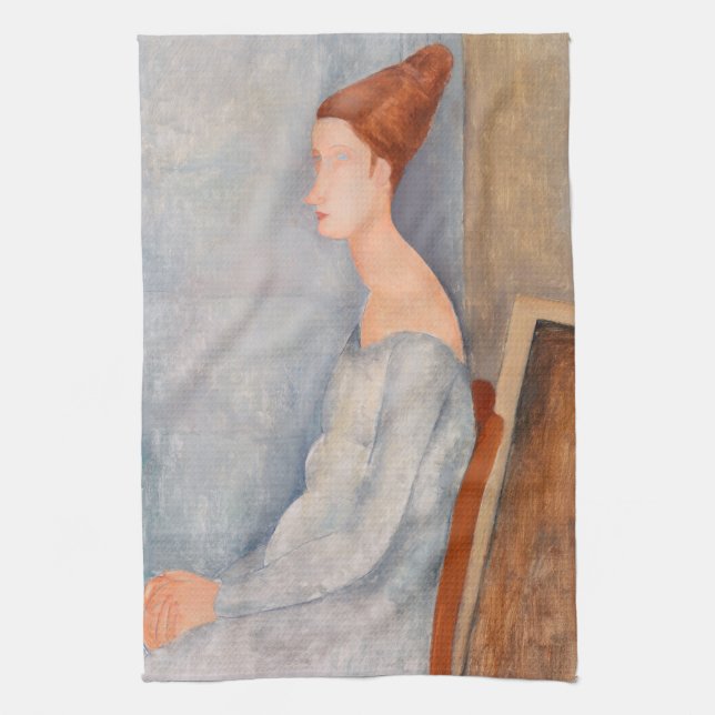 Amedeo Modigliani - Portrait Jeanne Hebuterne #3 Tea Towel (Vertical)