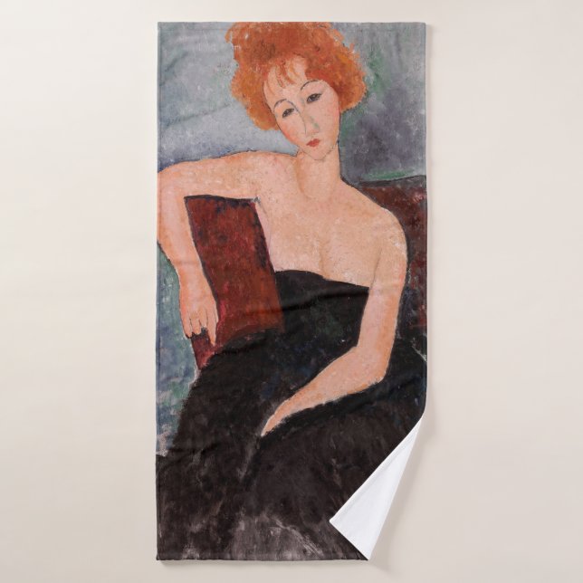 Amedeo Modigliani - Redheaded Girl Evening Dress Bath Towel Set (Bath Towel)