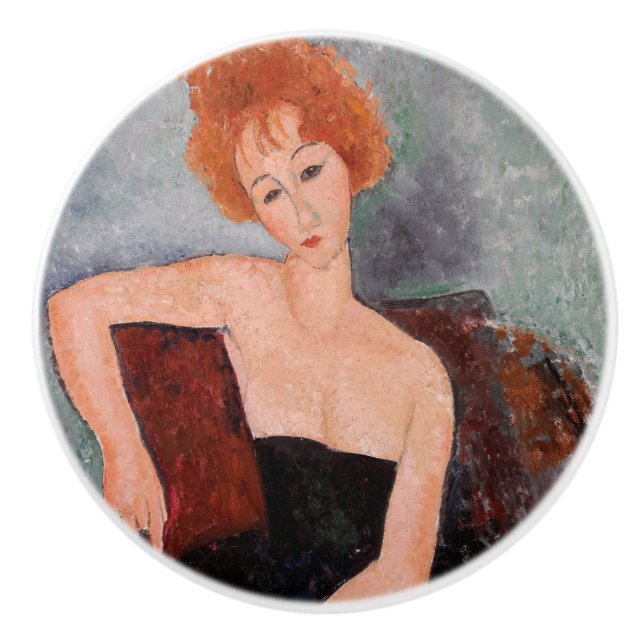 Amedeo Modigliani - Redheaded Girl Evening Dress Ceramic Knob (Front)
