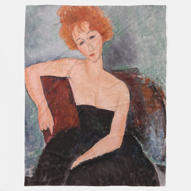 Amedeo Modigliani - Redheaded Girl Evening Dress Fleece Blanket (Front)