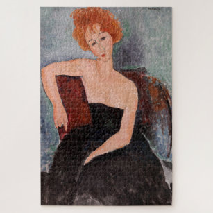Amedeo Modigliani - Redheaded Girl Evening Dress Jigsaw Puzzle