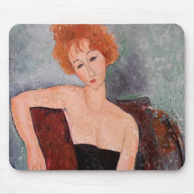 Amedeo Modigliani - Redheaded Girl Evening Dress Mouse Mat (Front)