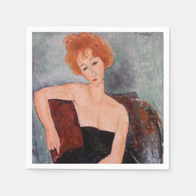 Amedeo Modigliani - Redheaded Girl Evening Dress Napkin (Front)