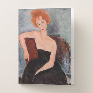 Amedeo Modigliani - Redheaded Girl Evening Dress Pocket Folder