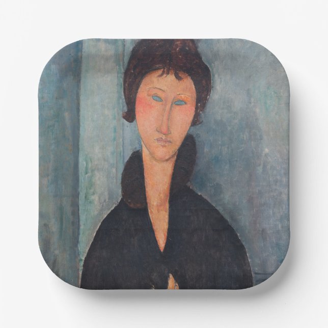 Amedeo Modigliani - Woman with Blue Eyes Paper Plate (Front)
