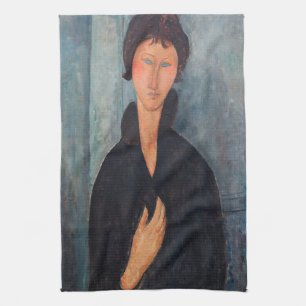 Amedeo Modigliani - Woman with Blue Eyes Tea Towel
