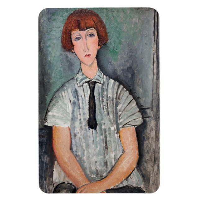 Amedeo Modigliani - Young Girl in a Striped Blouse Magnet (Vertical)