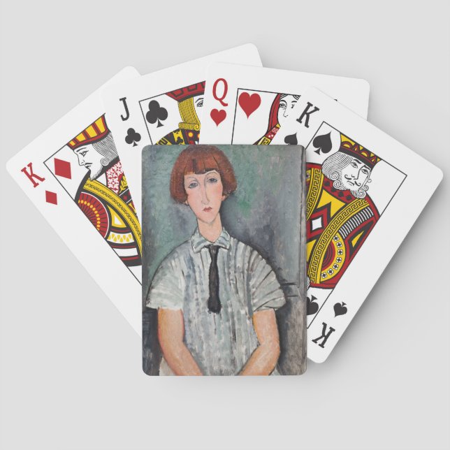 Amedeo Modigliani - Young Girl in a Striped Blouse Playing Cards (Back)