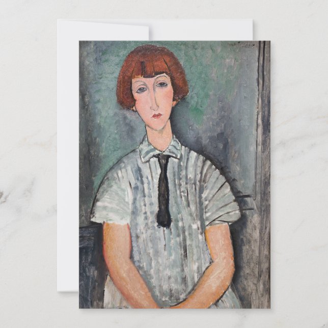 Amedeo Modigliani - Young Girl in a Striped Blouse Thank You Card (Front)