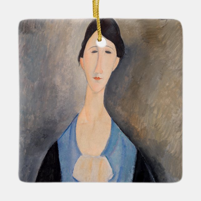 Amedeo Modigliani - Young Woman in Blue Ceramic Ornament (Front)