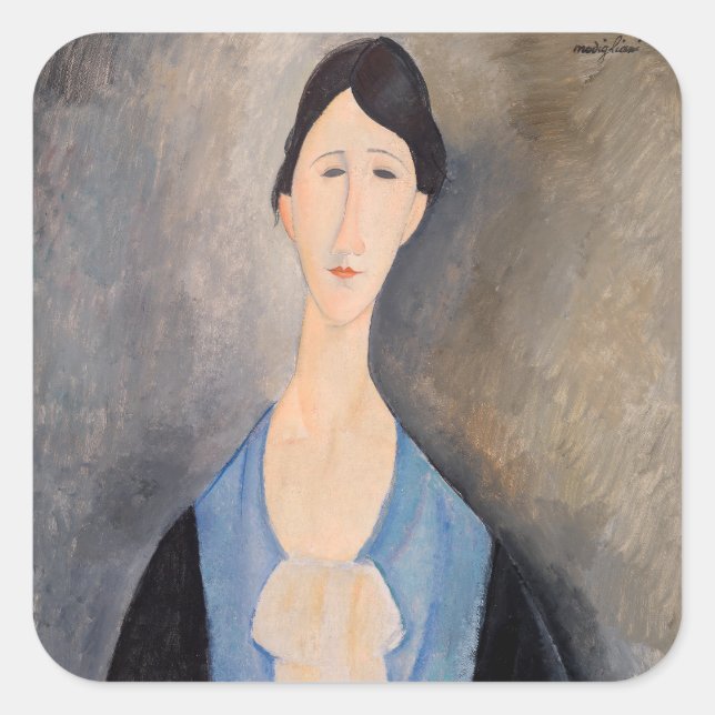 Amedeo Modigliani - Young Woman in Blue Square Sticker (Front)