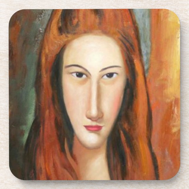 Amedeo Modigliani's Jeanne Hebuterne Portrait  Coaster (Front)