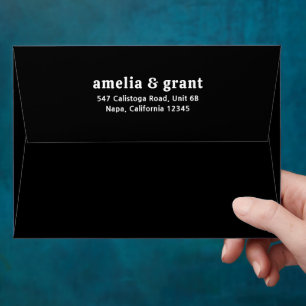 Amelia Black Modern Wedding Envelope