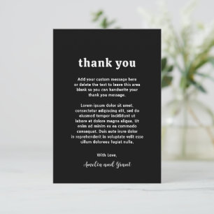 Amelia Black Modern Wedding Thank You Card