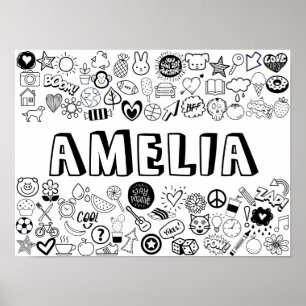 'AMELIA' Colour-it-Yourself Outline Design Poster