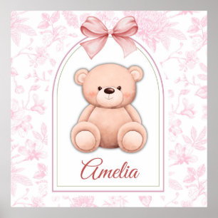 Amelia   Custom Pink Teddy Bear Nursery Design  Poster