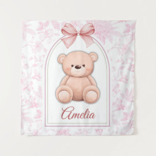 Amelia   Custom Pink Teddy Bear Nursery Design  Tapestry