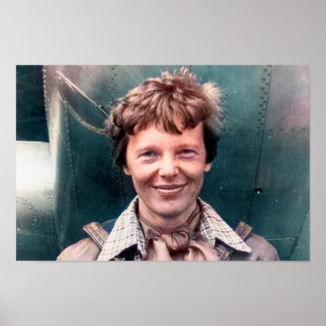 Amelia Earhart and Her Lockheed Electra Colourized Poster (Front)