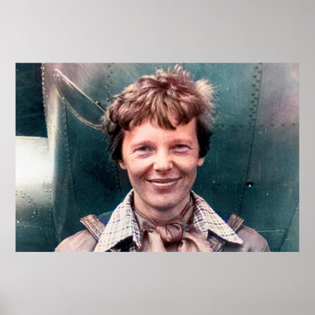 Amelia Earhart and Her Lockheed Electra Colourized Poster (Front)