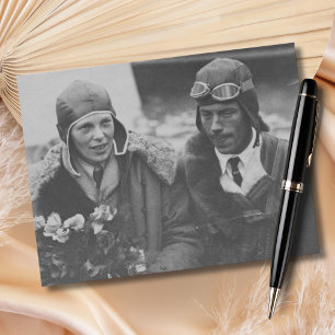 Amelia Earhart Black White Photo Aviation Birthday Postcard