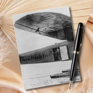 Amelia Earhart Black White Photo Aviation Birthday Postcard