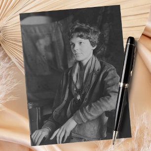 Amelia Earhart Black White Photo Aviation Vintage Postcard