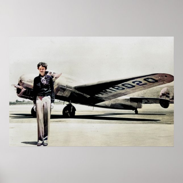Amelia Earhart Lockheed Electra C 1937 Colourized  Poster (Front)