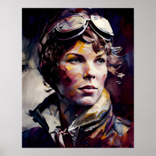Amelia Earhart Original Oil Painting Art Print