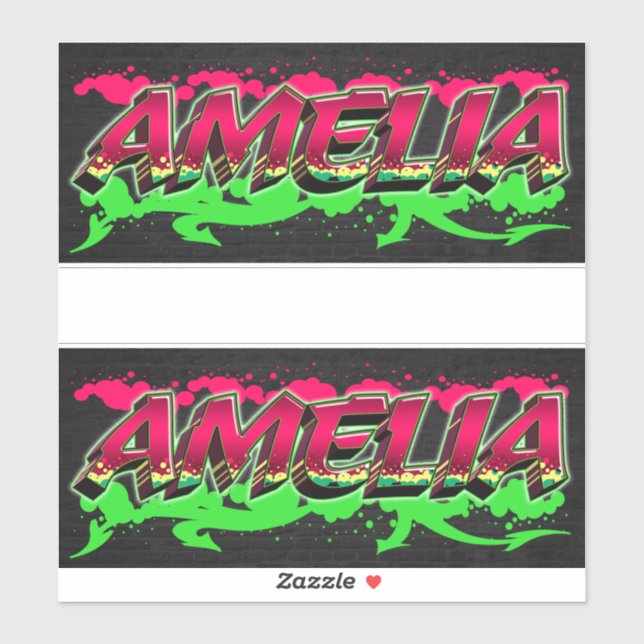 Amelia First Name Graffiti Sticker (Sheet)