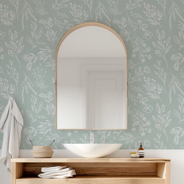 AMELIA Floral Boho Botanical Flower Sage Green Wallpaper (AMELIA Floral Boho Botanical Flower Sage Green Wallpaper)