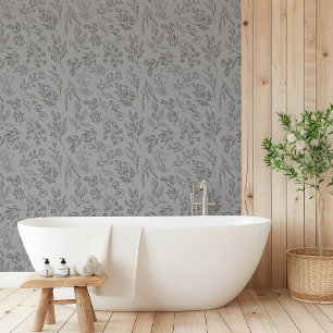 AMELIA Floral Botanical Flower Dark Grey Black Wallpaper