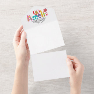 Amelia girls name decorative custom meaning all in one invitation