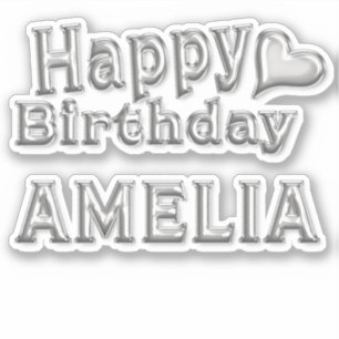 Amelia Happy Birthday silver Sticker