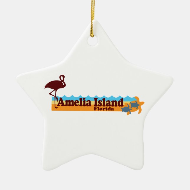 Amelia Island - Beach Design. Ceramic Tree Decoration (Front)