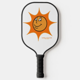Amelia Island Big Vintage Retro Smiling Sun Pickleball Paddle