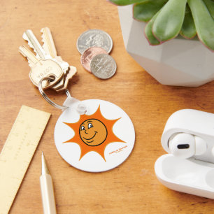 Amelia Island Big Vintage Smiling Sun Key Ring