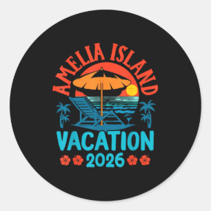Amelia Island Florida 2026 Vacation Beach Summer V Classic Round Sticker
