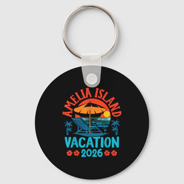Amelia Island Florida 2026 Vacation Beach Summer V Key Ring (Front)