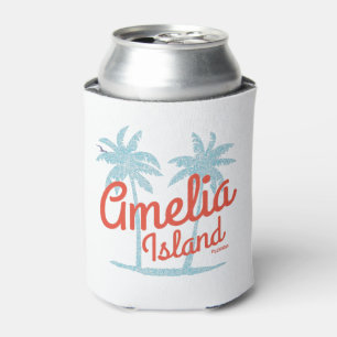 Amelia Island Florida Beach Coral Surf Souvenir Can Cooler