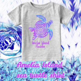Amelia Island Florida Colour Blast Sea Turtle Baby Baby T-Shirt