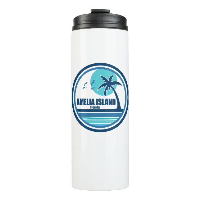 Amelia Island Florida Palm Tree Birds Thermal Tumbler (Front)