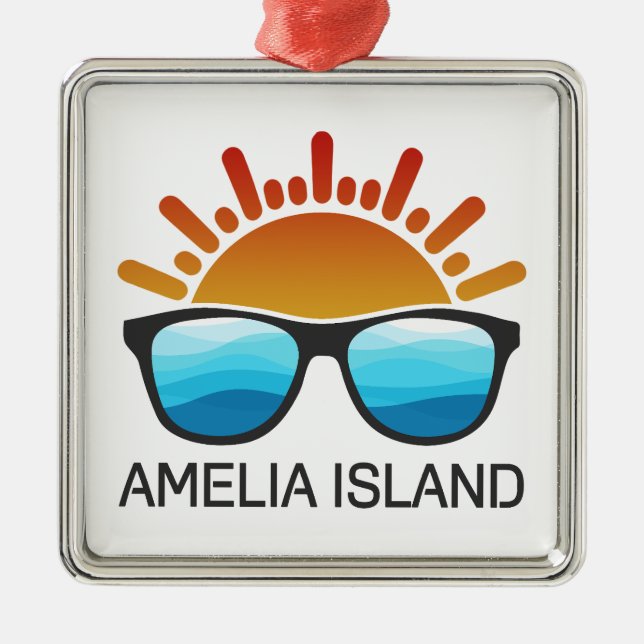 Amelia Island Florida Sunglasses Metal Tree Decoration (Front)