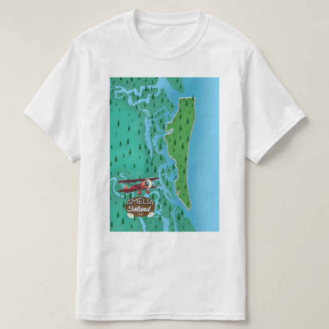 Amelia Island Florida travel map. T-Shirt (Design Front)
