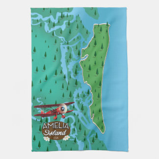 Amelia Island Florida travel map. Tea Towel