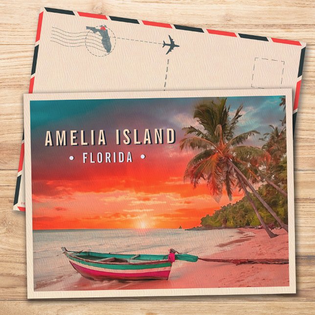 Amelia Island Florida Tropical Palm Tree 1950s Postcard (Creator Uploaded)