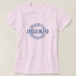 Amelia Island in blue with sun design T-Shirt