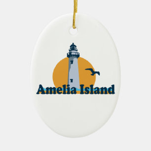 Amelia Island - Lighthouse Design. Ceramic Tree Decoration